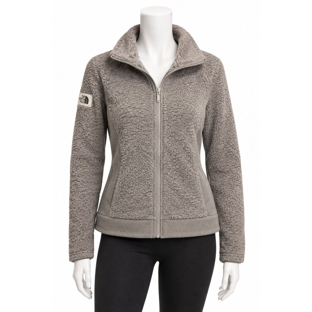 The North Face Womens Cozy Taupe Sherpa Fleece Full Zip Jacket XS Gorpcore